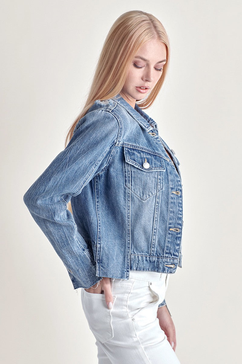 Uneven Hem Denim Jacket