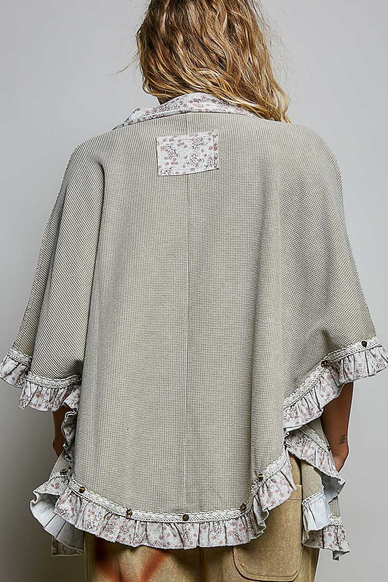 Briar Thermal Ruffle Open Cardigan Top