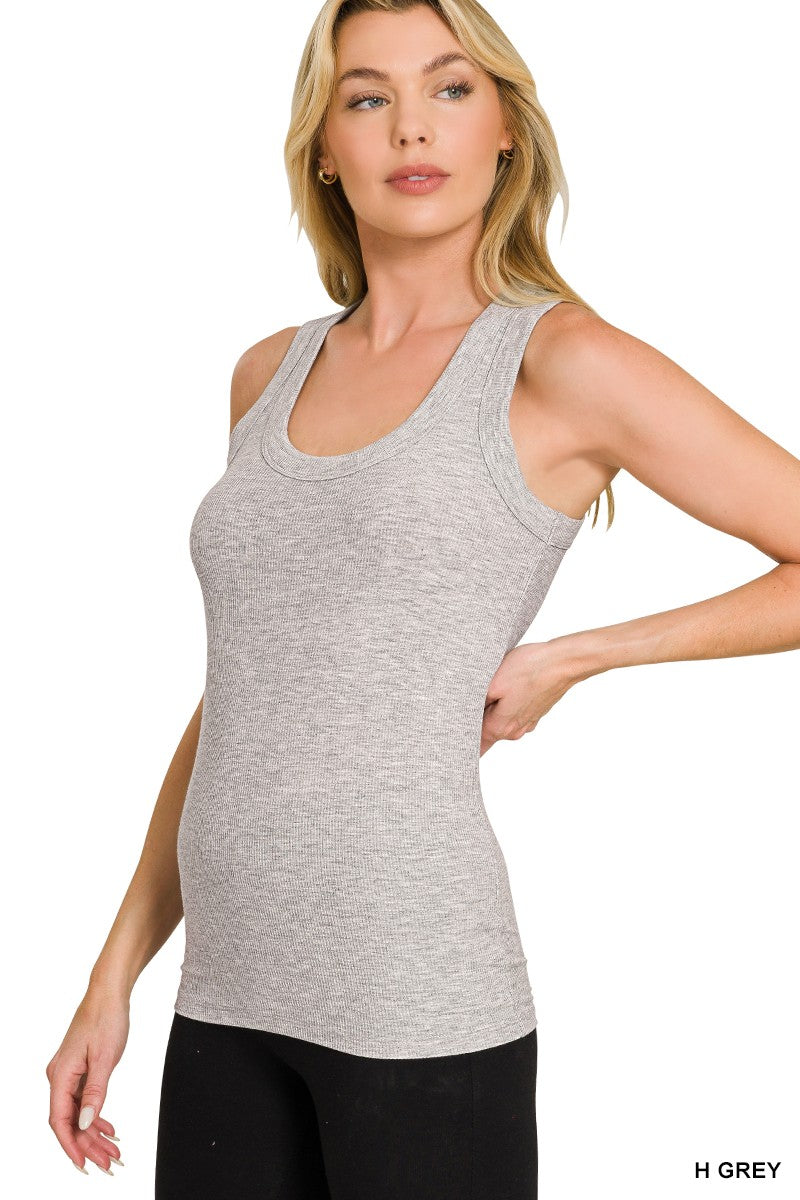 Ribbed Scoop Neck Tank Top