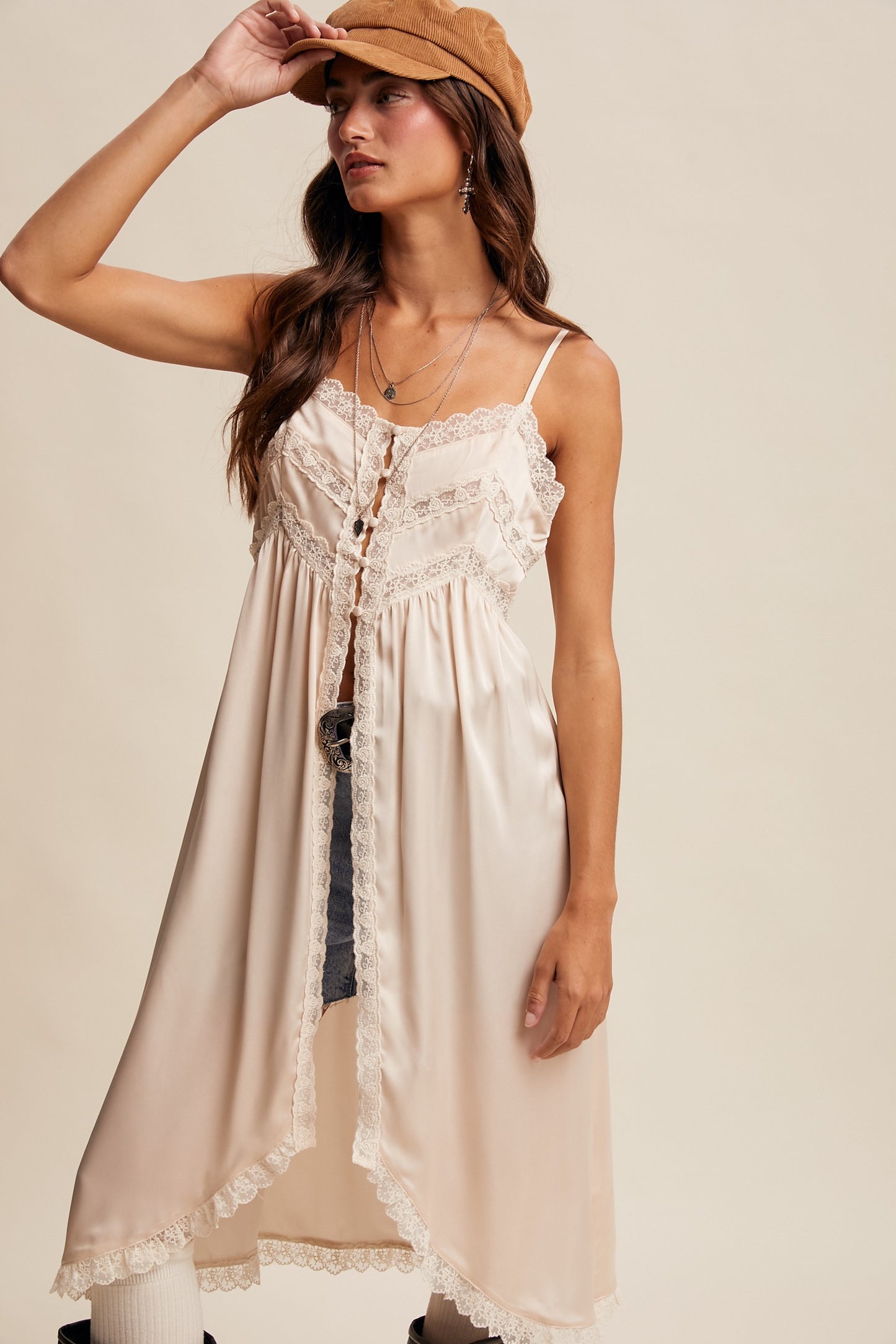Lace Trim Maxi Cami Top