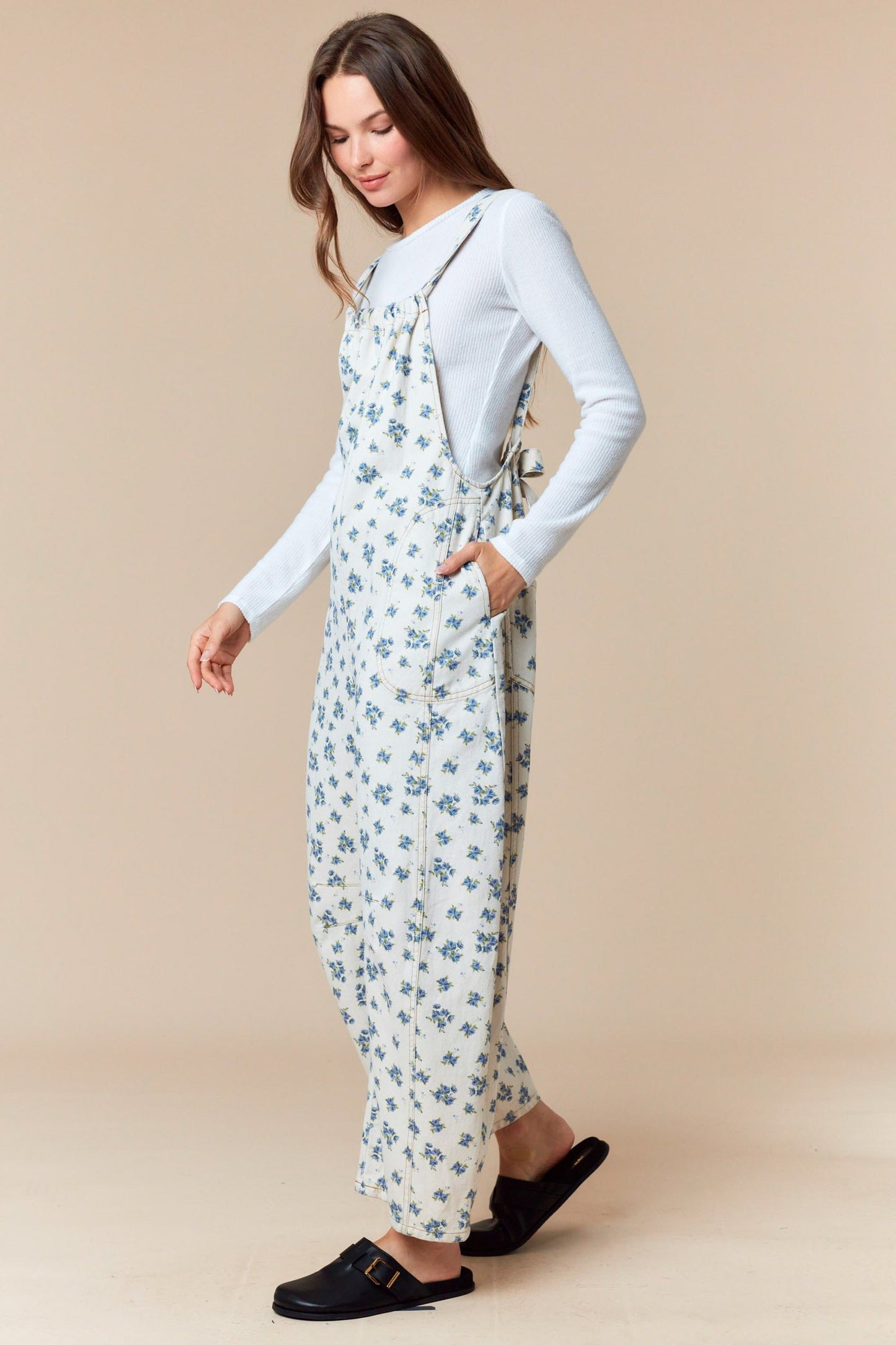 Floral Denim Jumpsuit