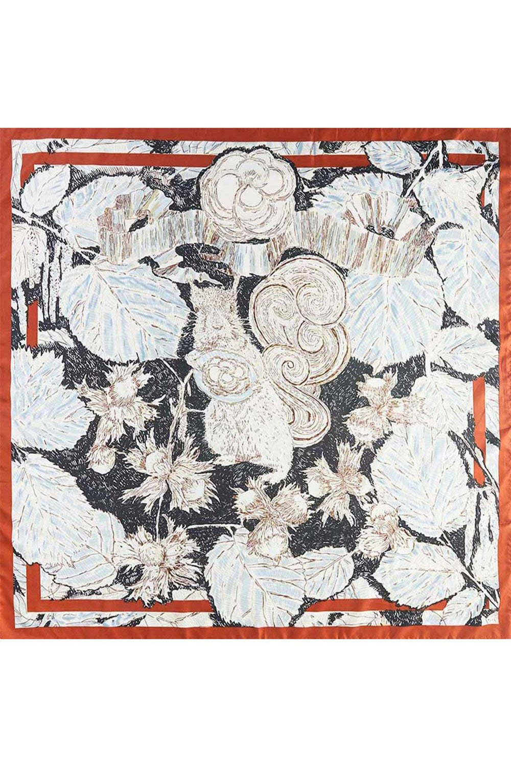 Squirrel Foliage Silky Bandana Scarf