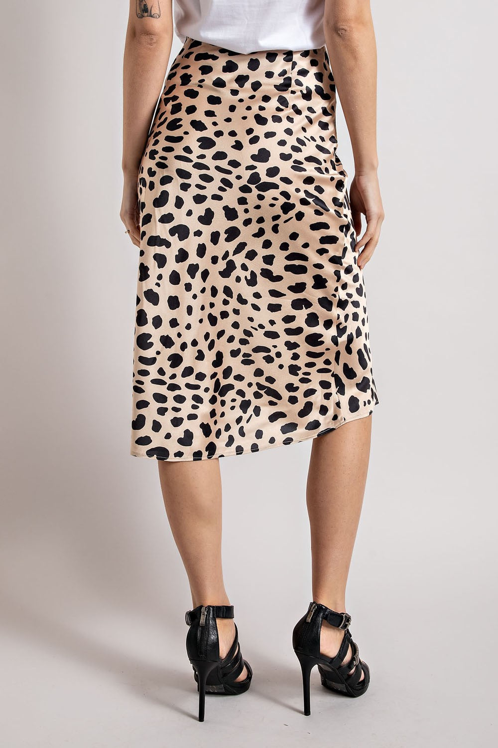 Satin Leopard Midi Skirt