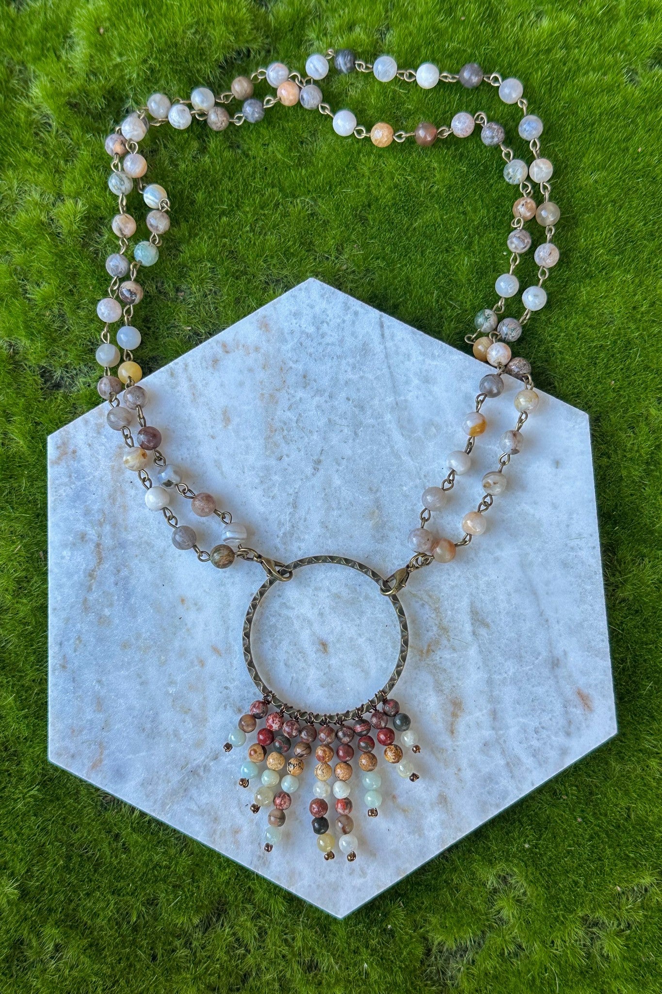 Collective Beaded & Bronze Short/Long Necklace- Charm Bar