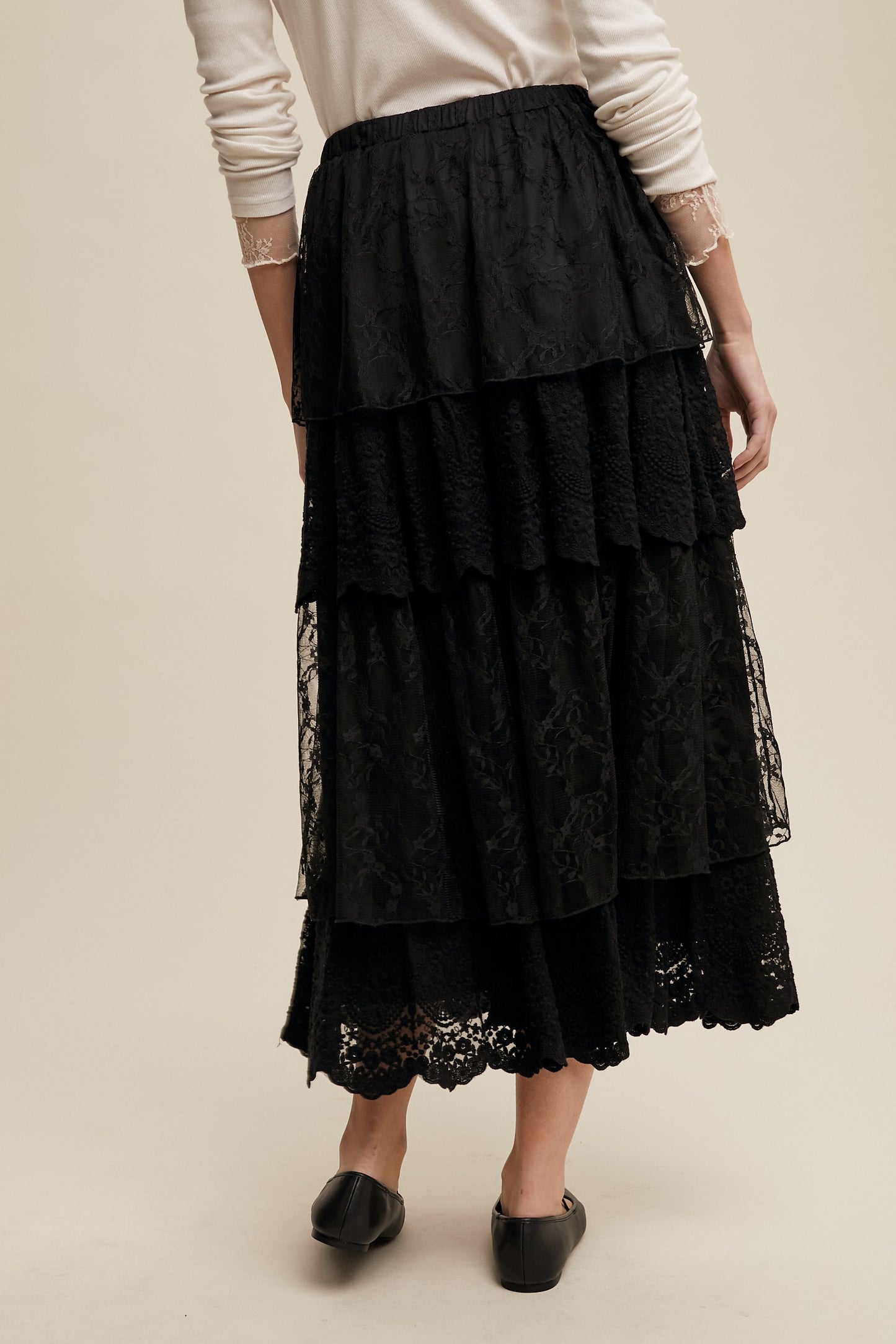 Lace Tiered Maxi Skirt