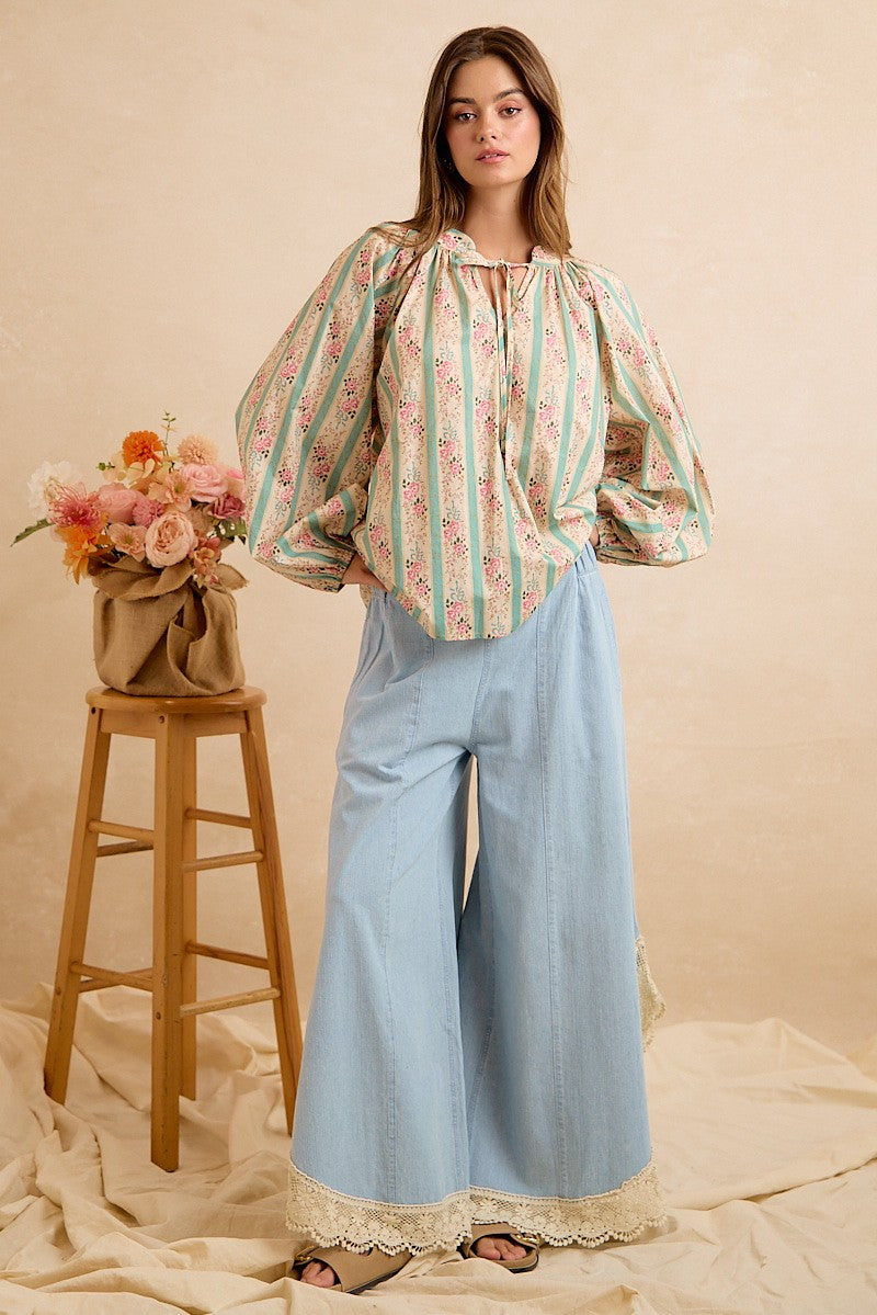 Tulip Hem Jean w/Crochet Lace