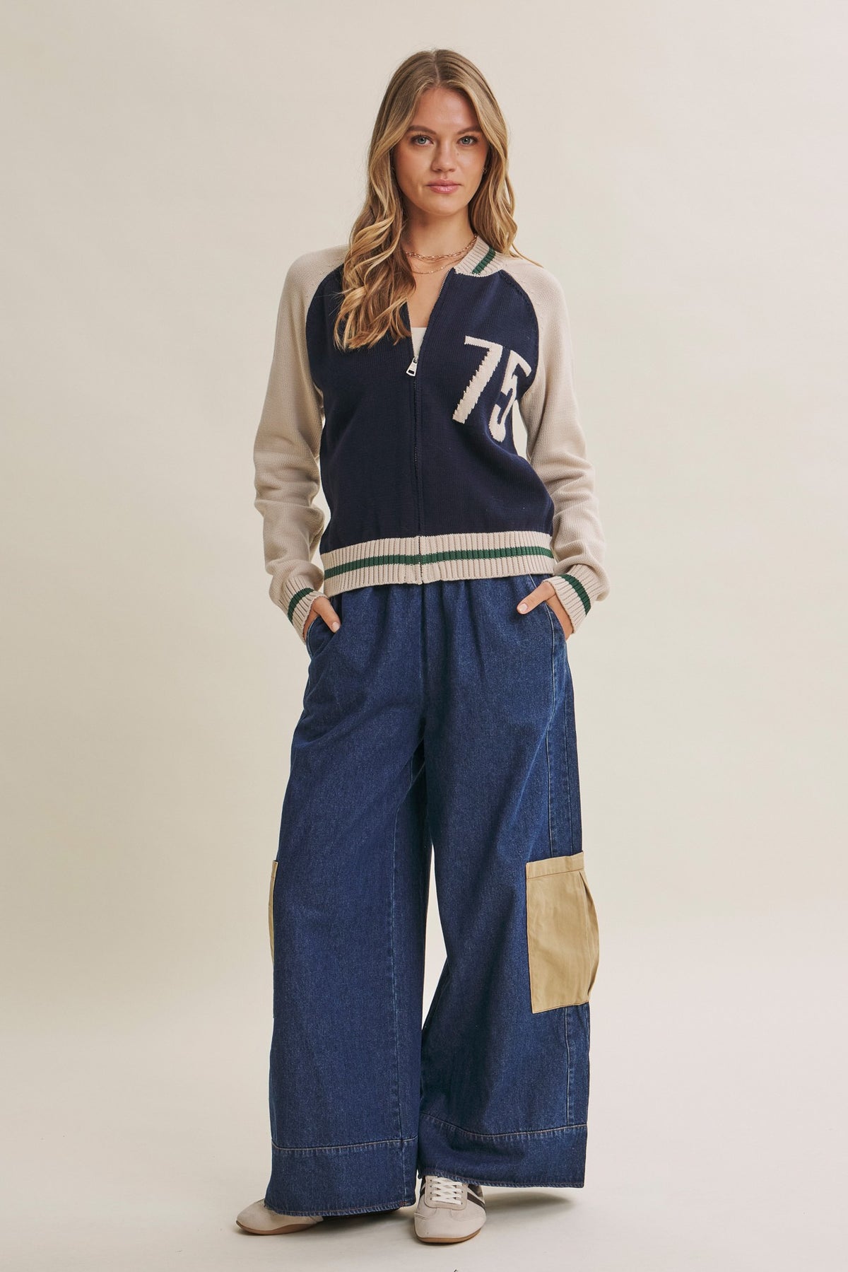 Varsity Collegiate Zip Sweater Bomber