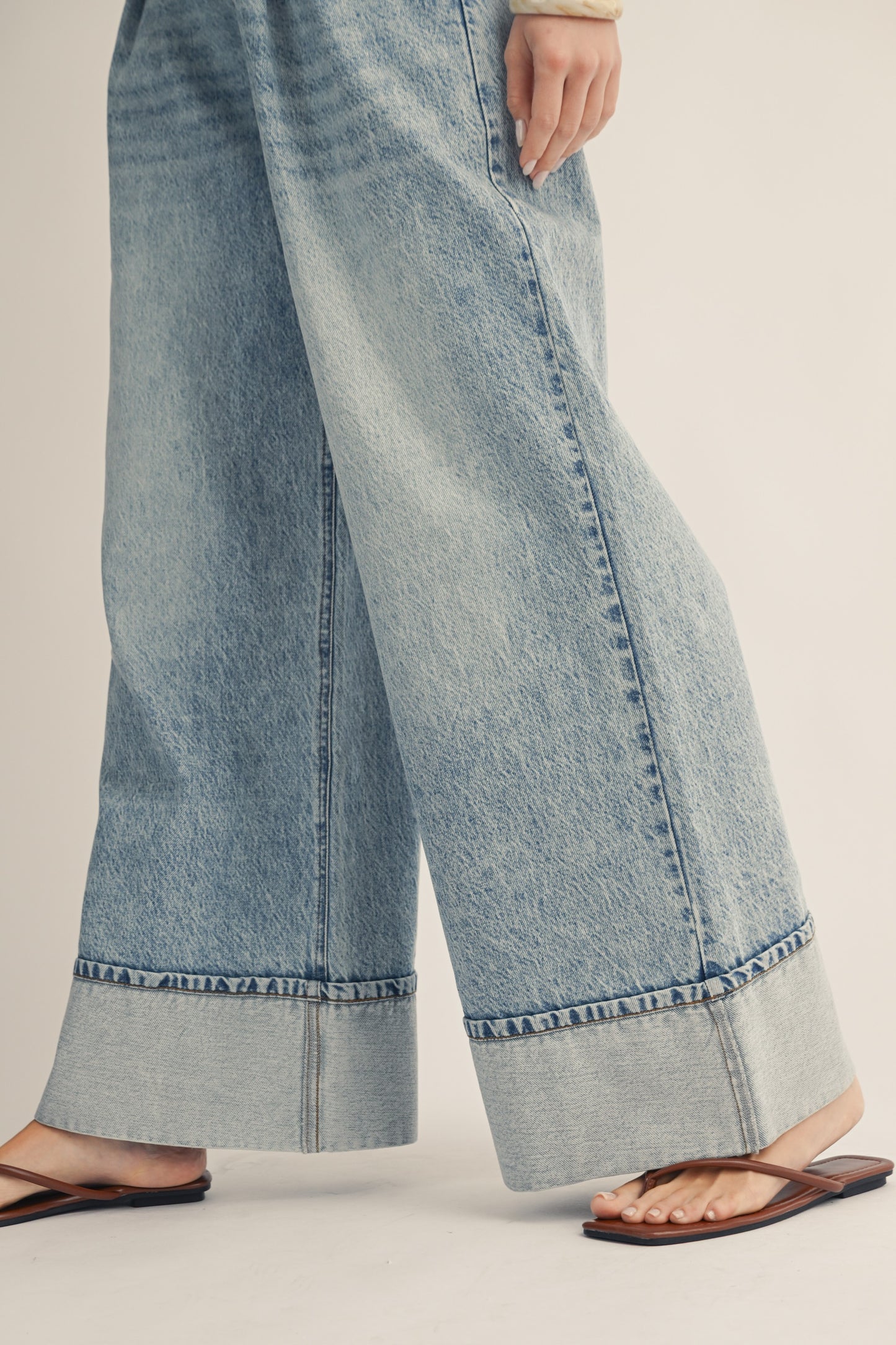 Trouser Cuffed Denim Pants