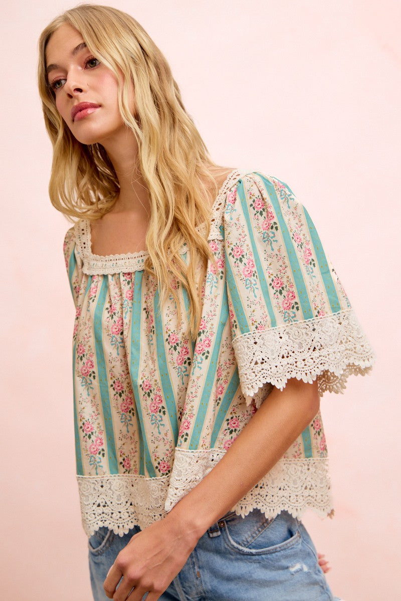 Saylor Floral & Lace Top