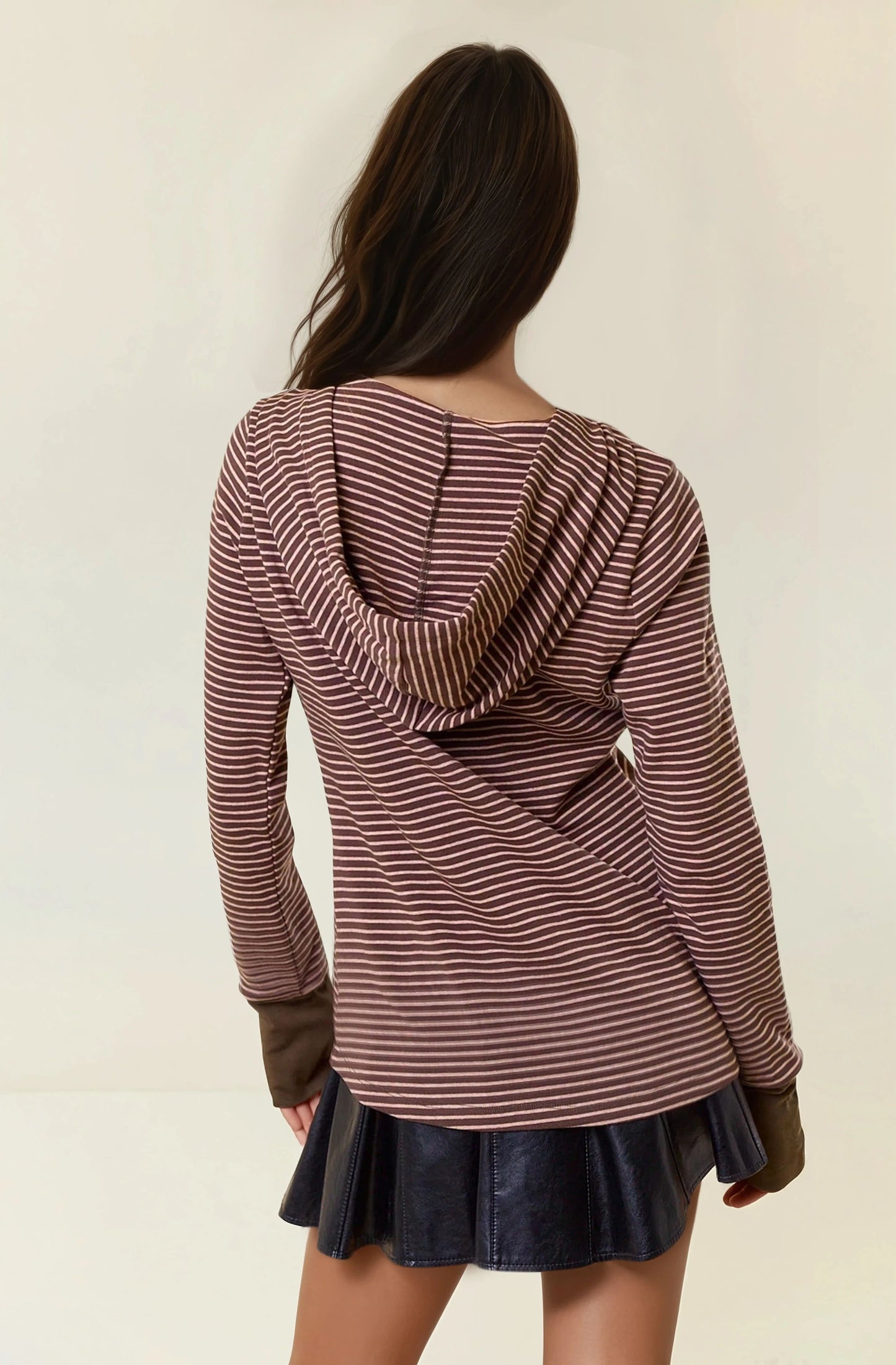 Henley Ribbed Hooded Top