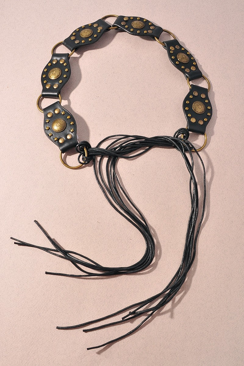 Western Boho Studded Tassle Belt