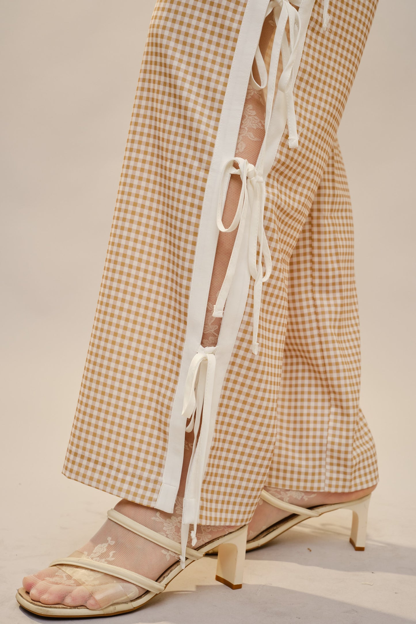 Side Tie Gingham Pants