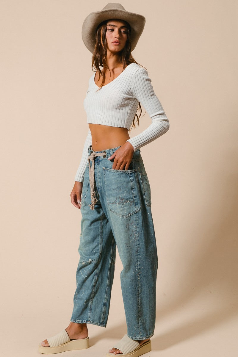 Drip Paint Barrel Jeans