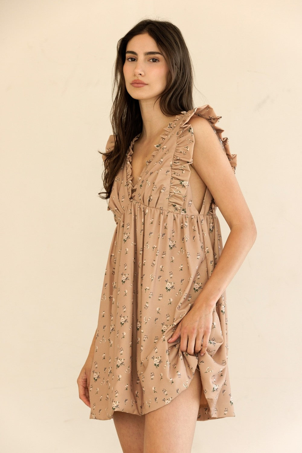 Floral Flutter Sleeve Mini Dress