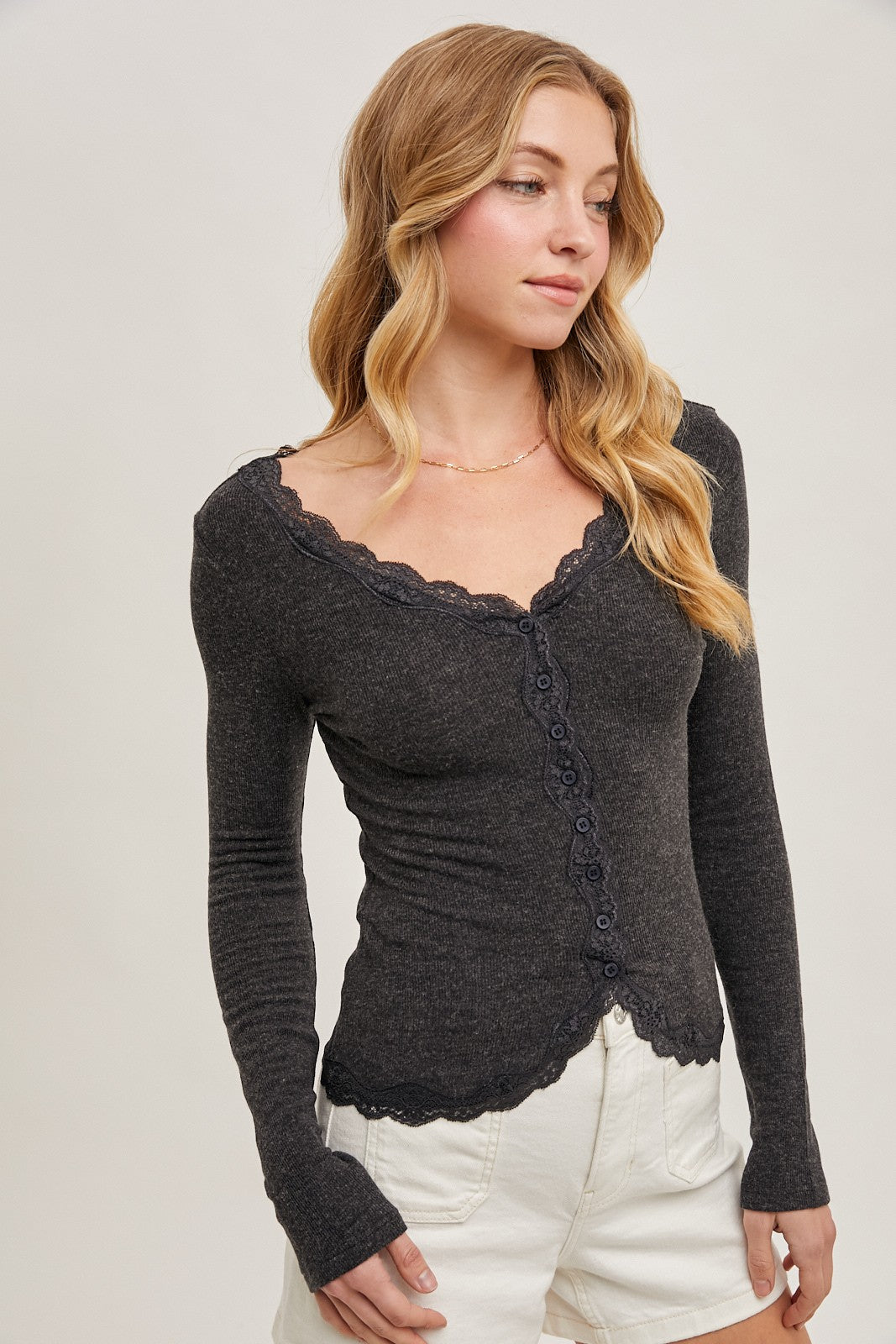 Lace Trim Cardi Top