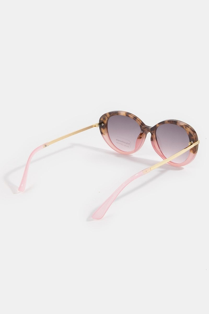 Oval Cat-Eye Crystal Accent Sunglasses