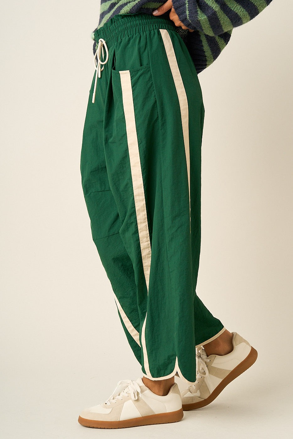 Sporty Stripe Nylon Barrel Pants