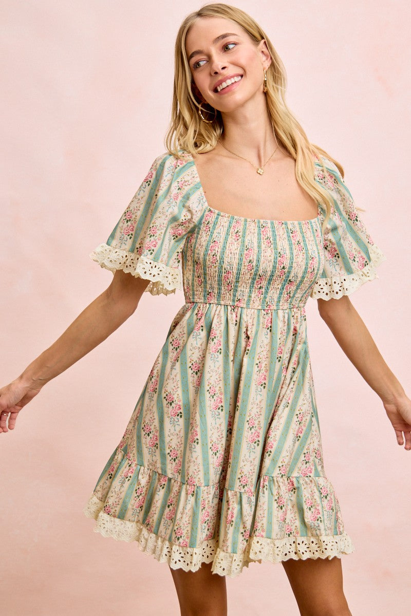 Saylor Floral & Lace Dress