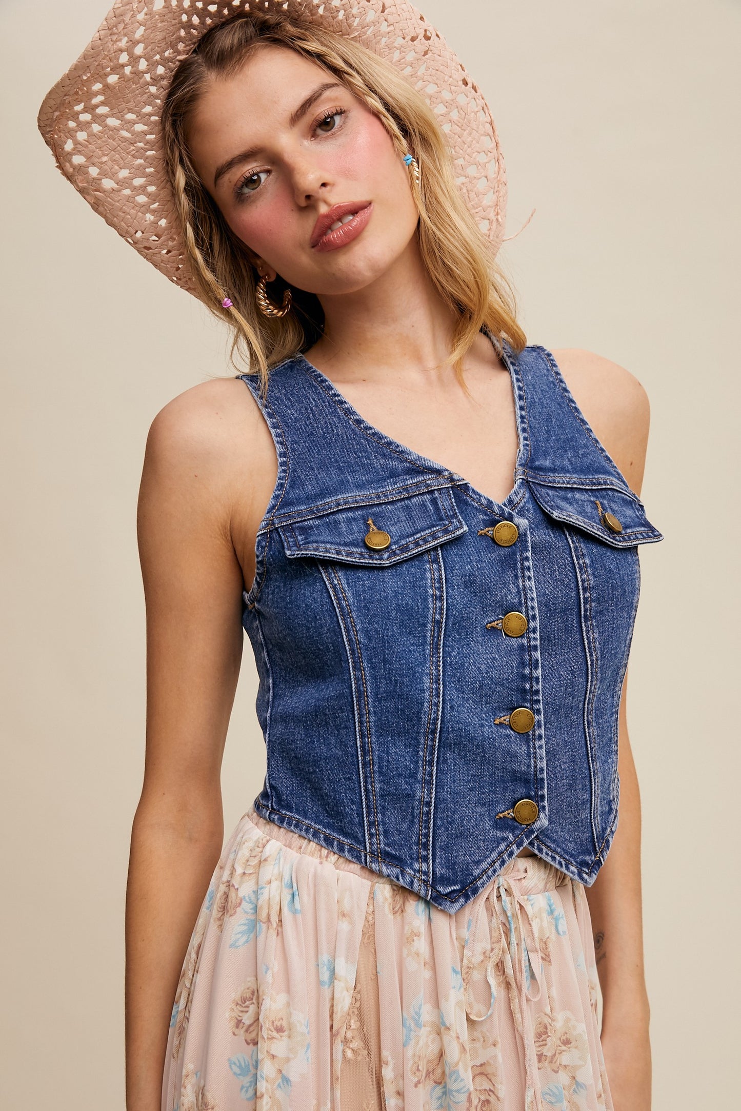 Lennon Vintage Inspired Denim Vest