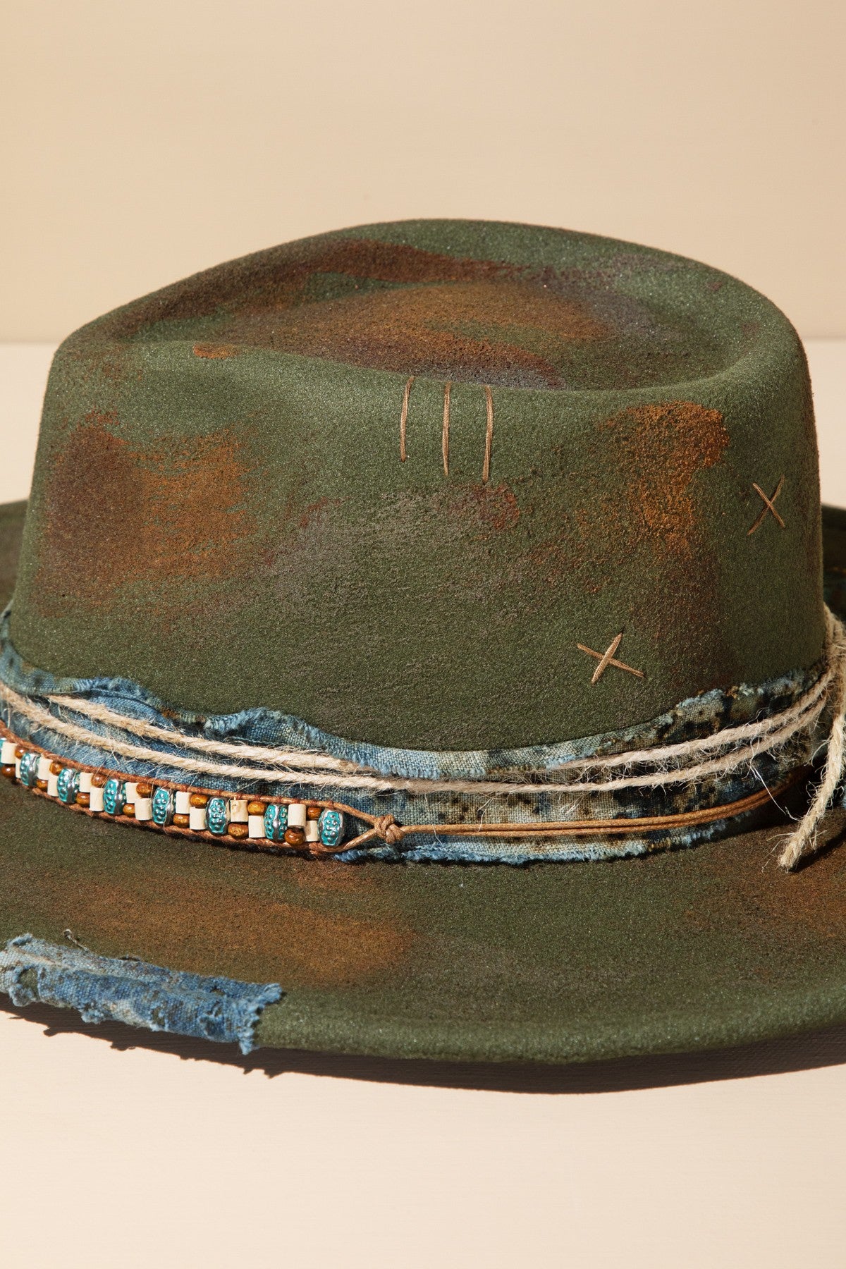 Ryleigh Vintage Style Shapeable Distressed Band Cowgirl Hat