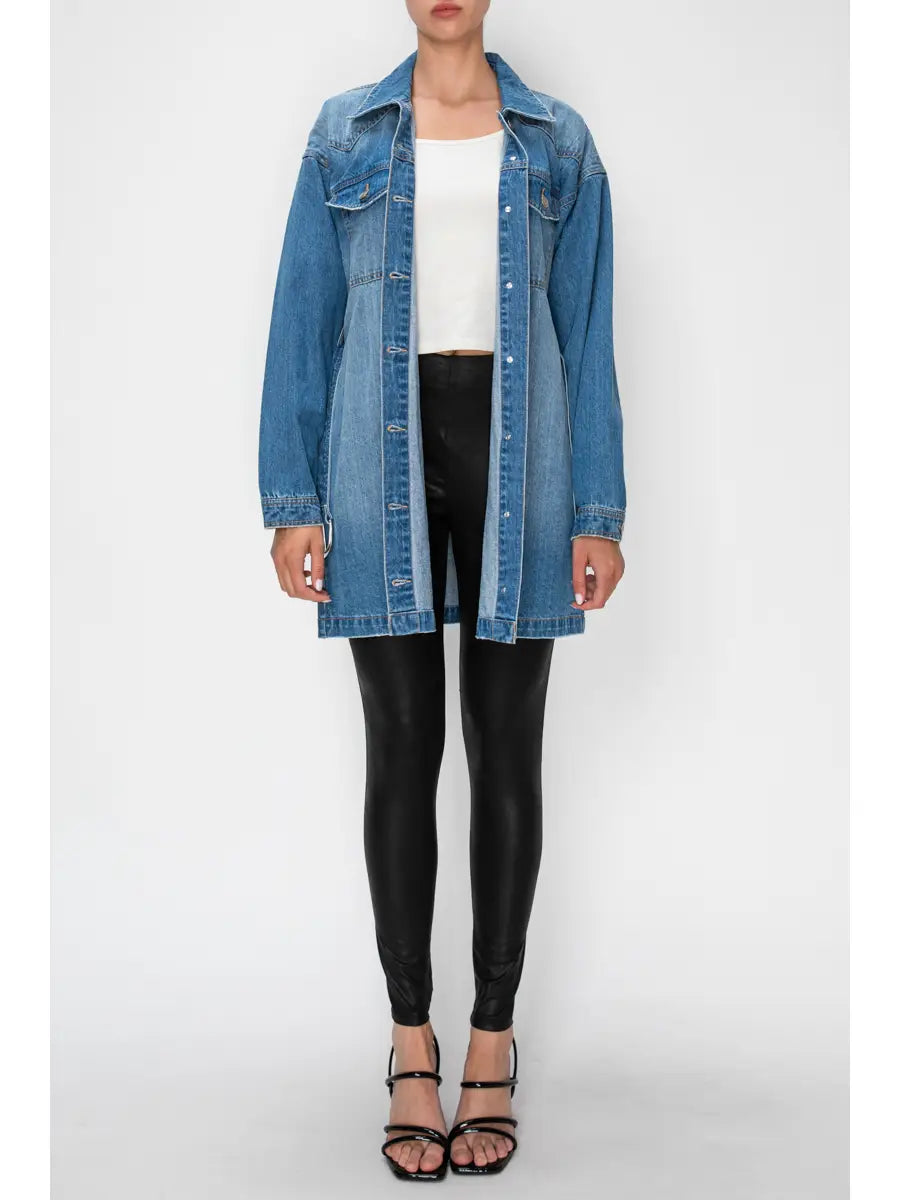Belted Denim Shirt/Dress/Jacket