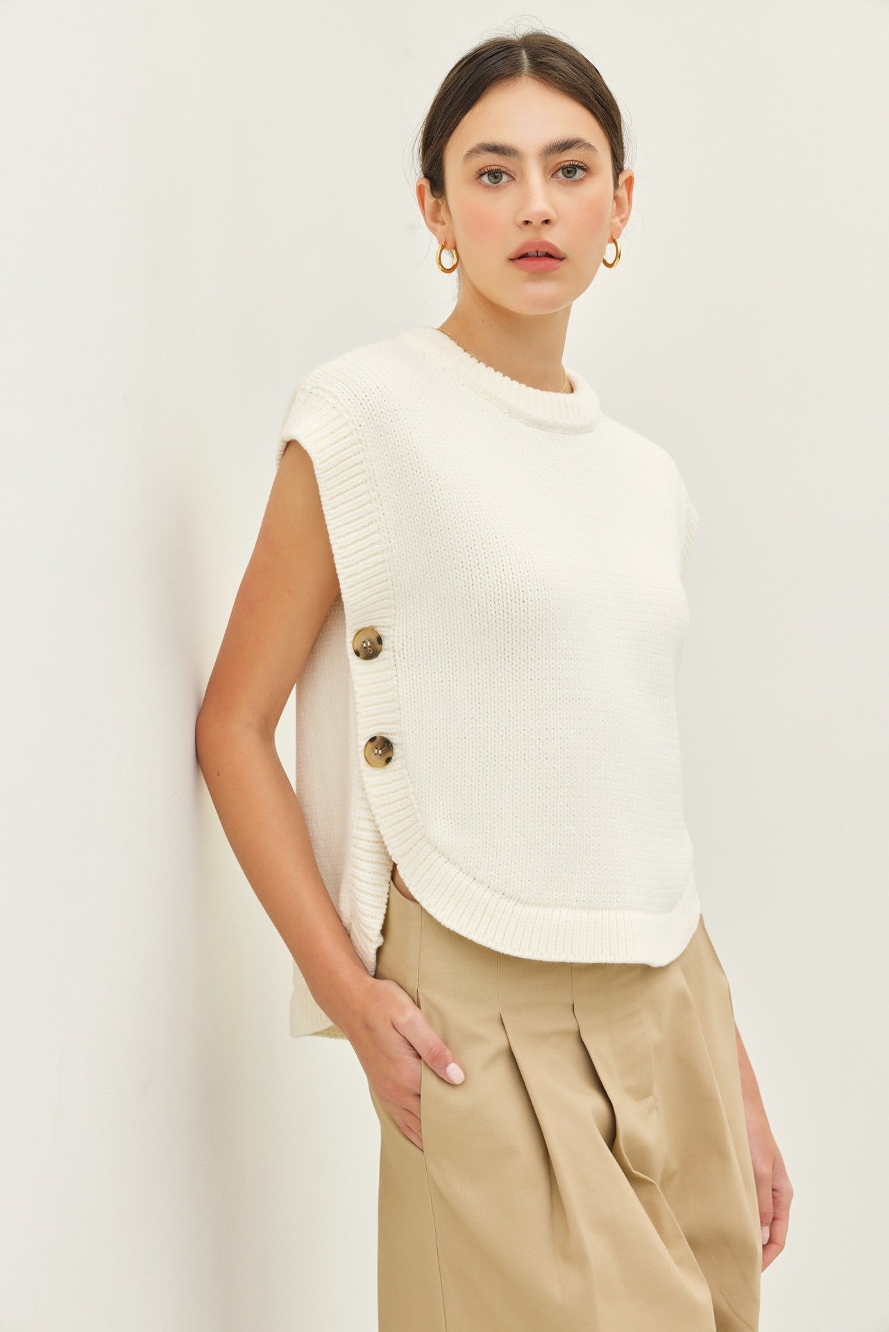 Side Button Sweater