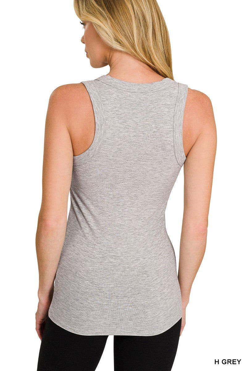 Ribbed Scoop Neck Tank Top