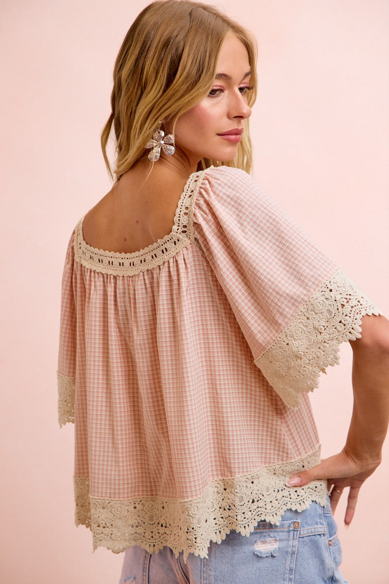Pretty In Pink Gingham Top