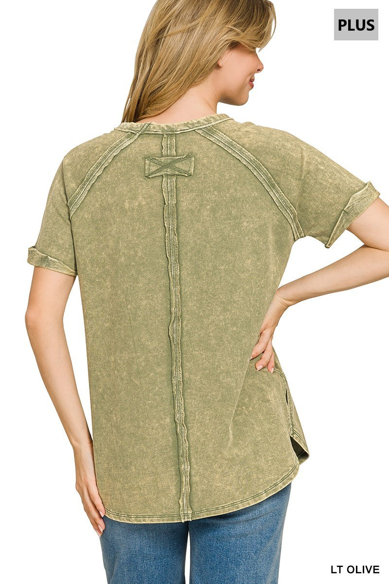 PLUS Mineral Washed Curved Hem Top
