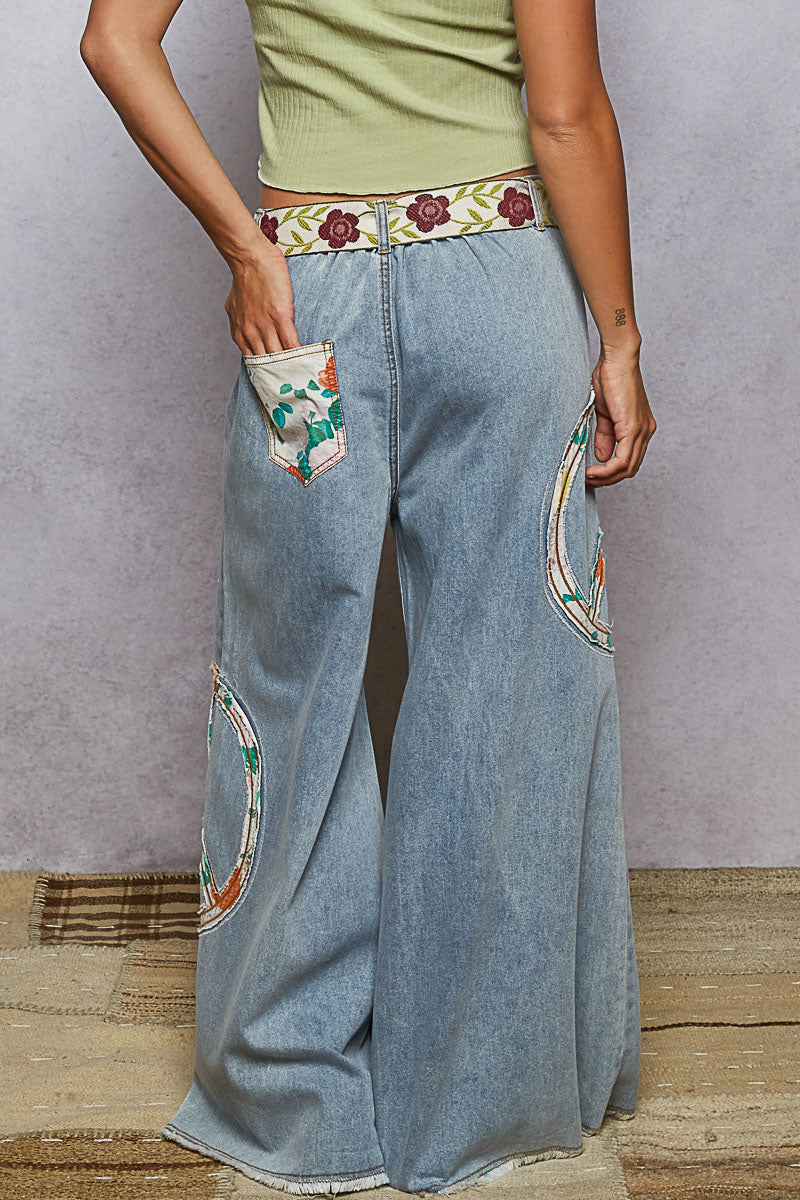 Charity Peace Wide Leg Jeans