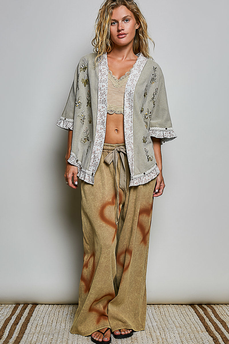 Briar Thermal Ruffle Open Cardigan Top
