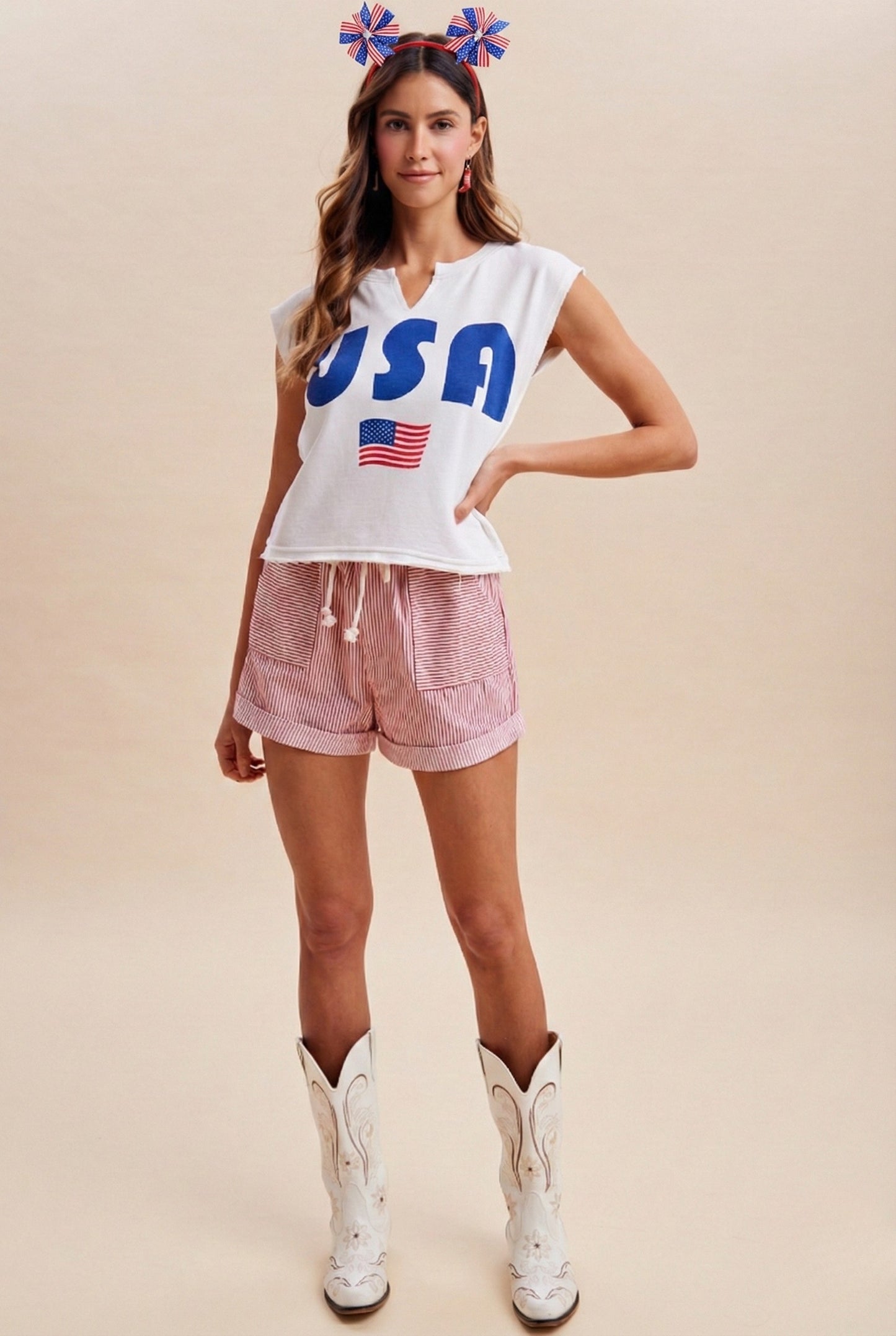 Stripe Cotton Twill Shorts