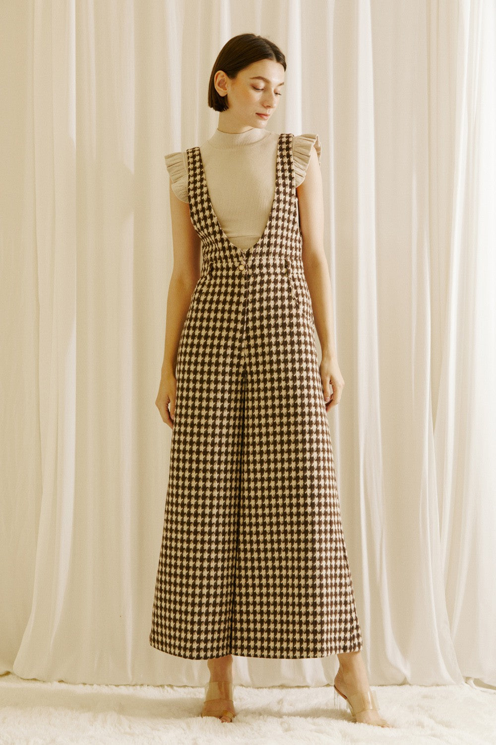 Houndstooth Tweed Jumpsuit
