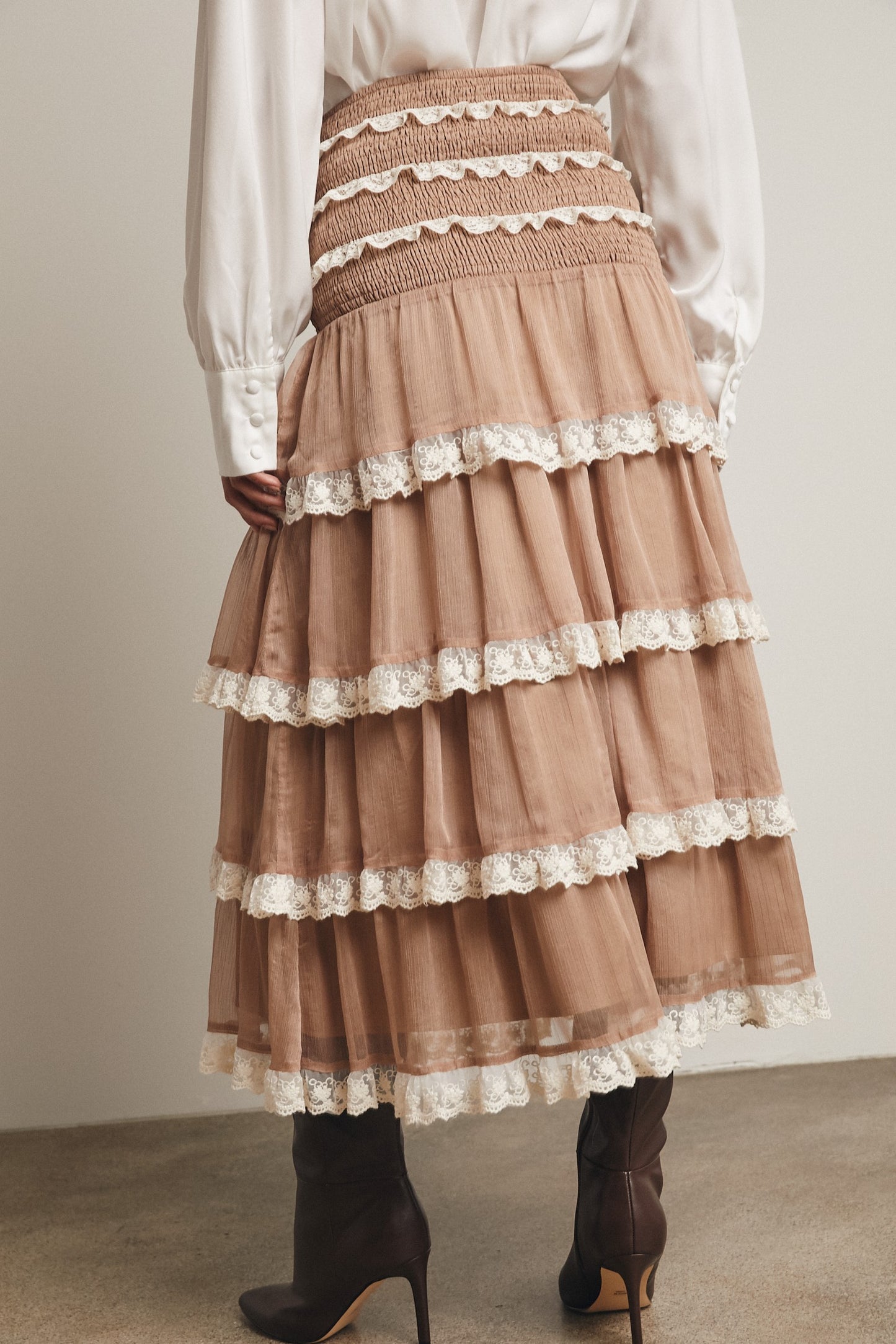 Smocked Lace Trim Skirt/Dress