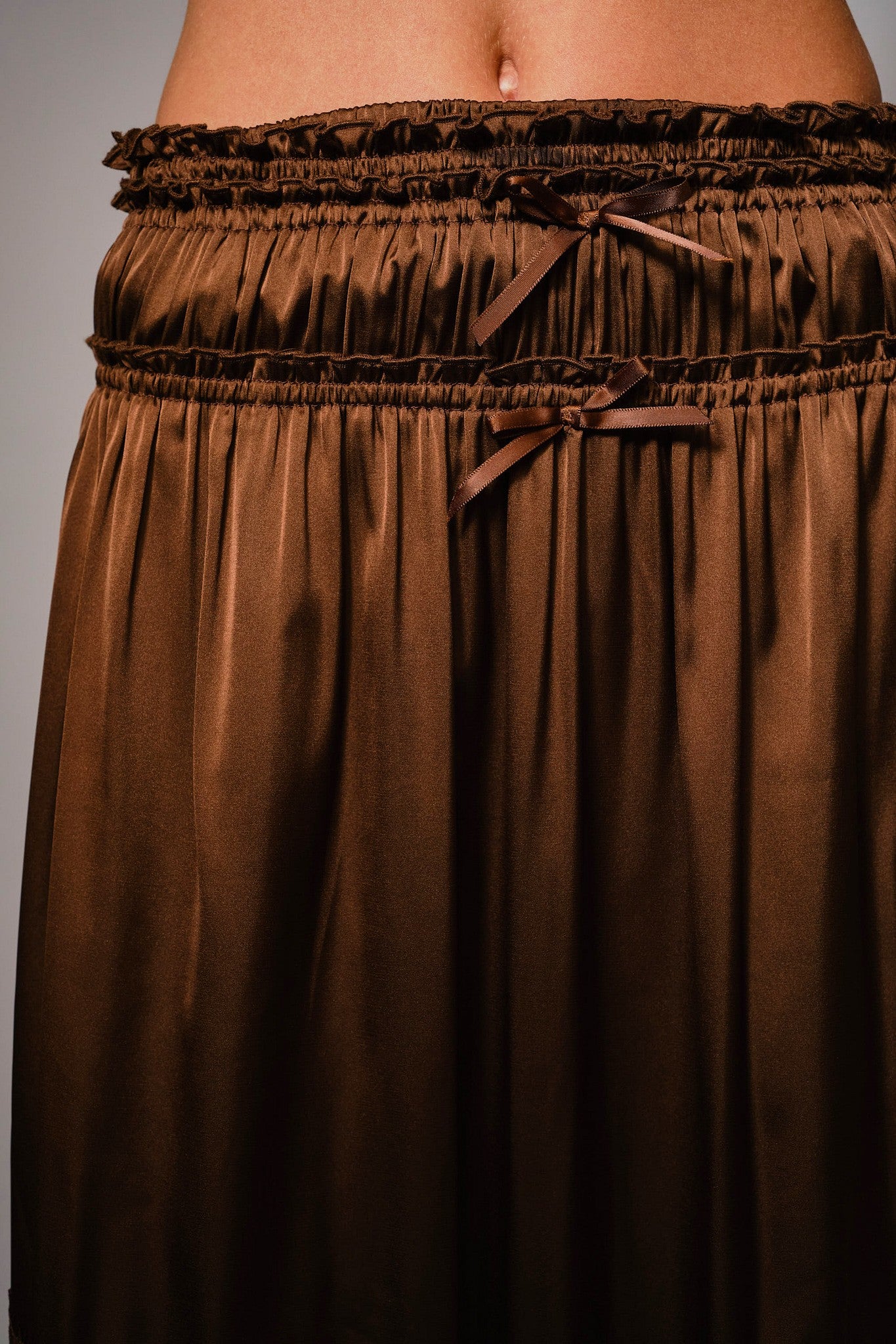 Lace Insert Satin Maxi Skirt