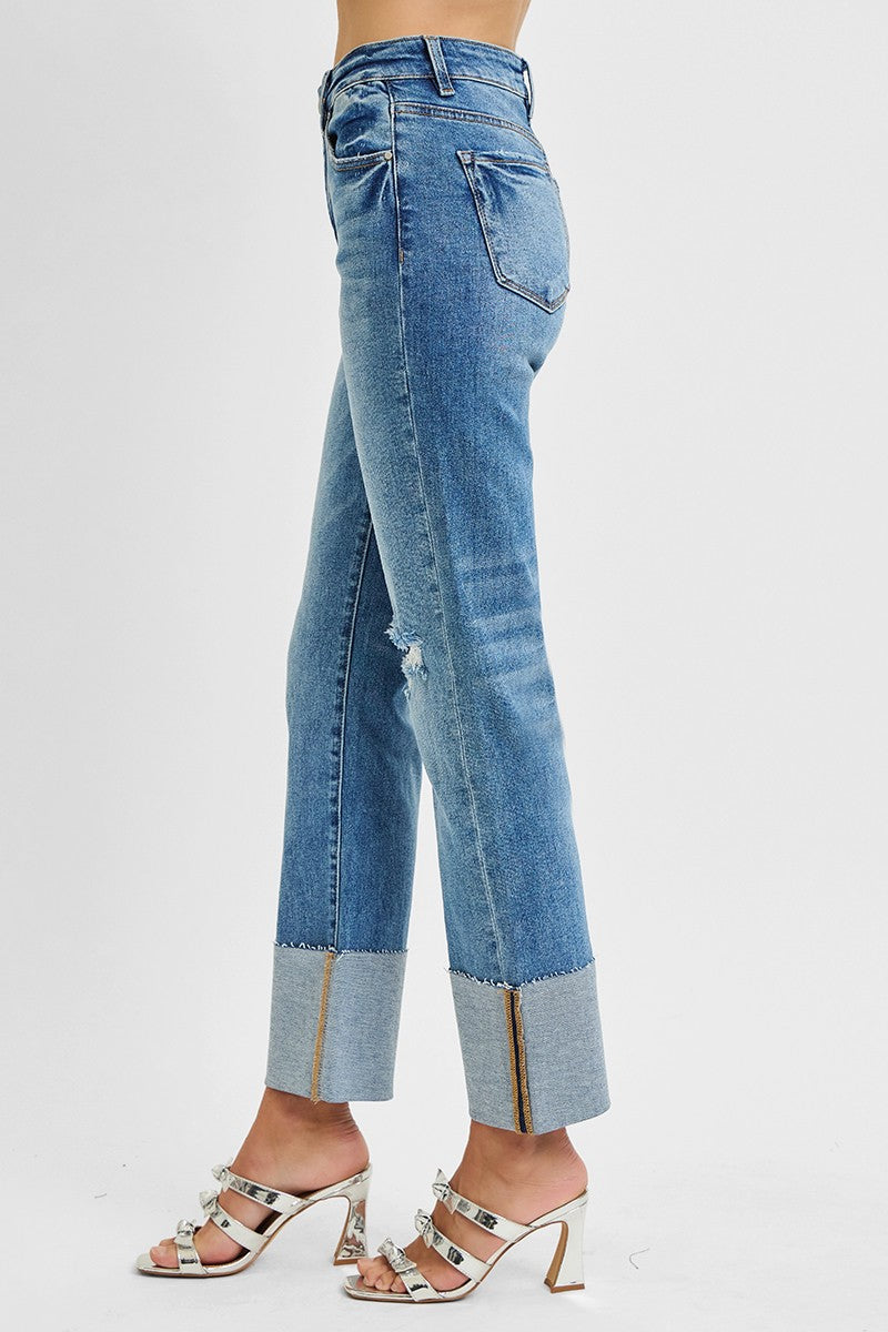 Audrey Straight Leg Wide Cuffed Jean