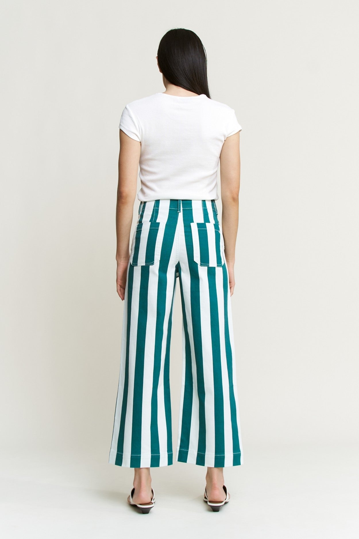 Stripe Cropped Wide Leg