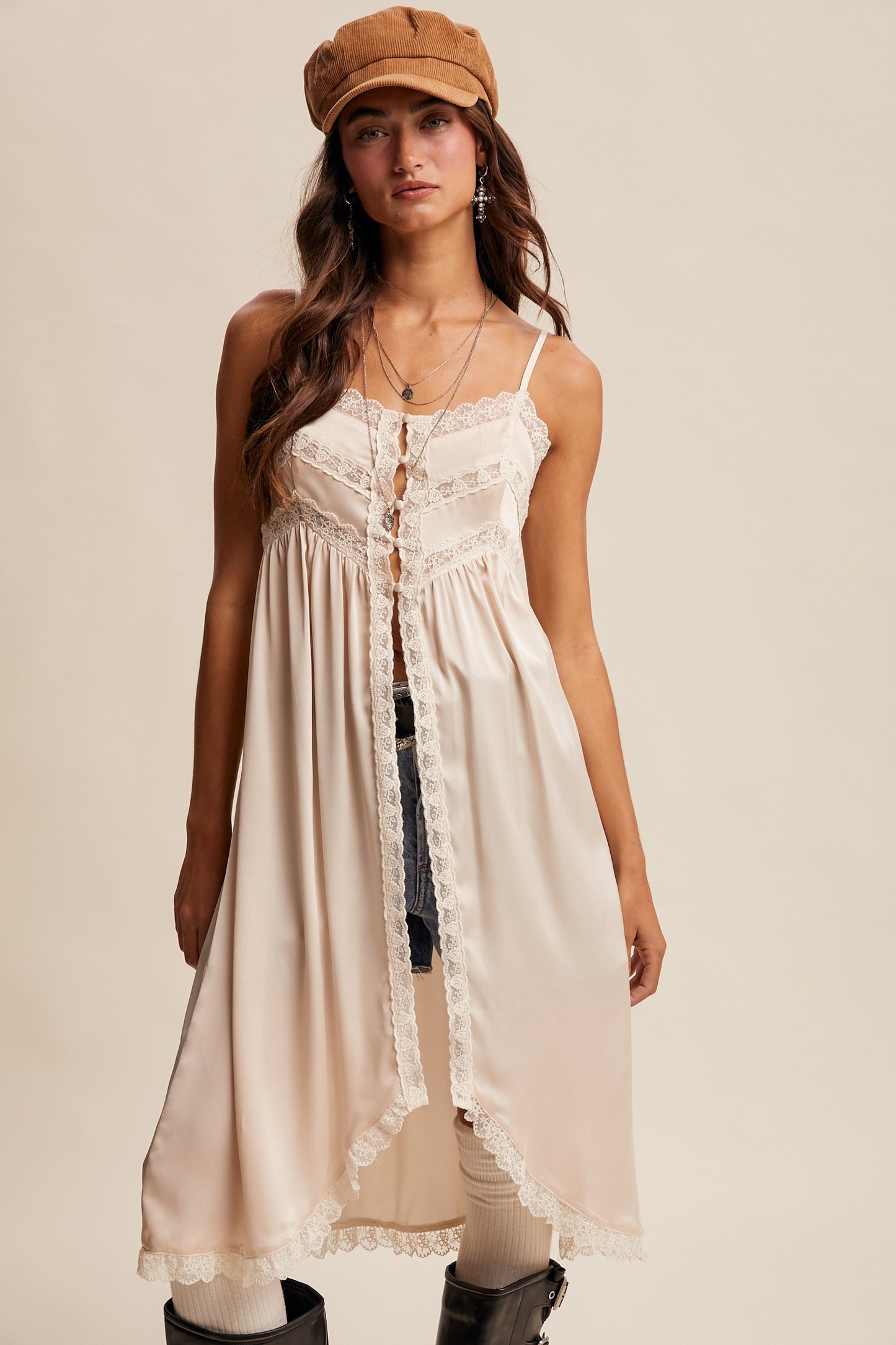 Lace Trim Maxi Cami Top