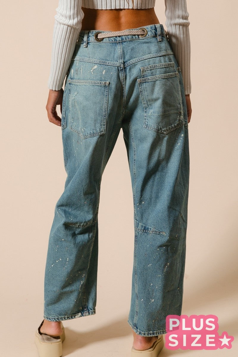 PLUS Drip Paint Barrel Jeans