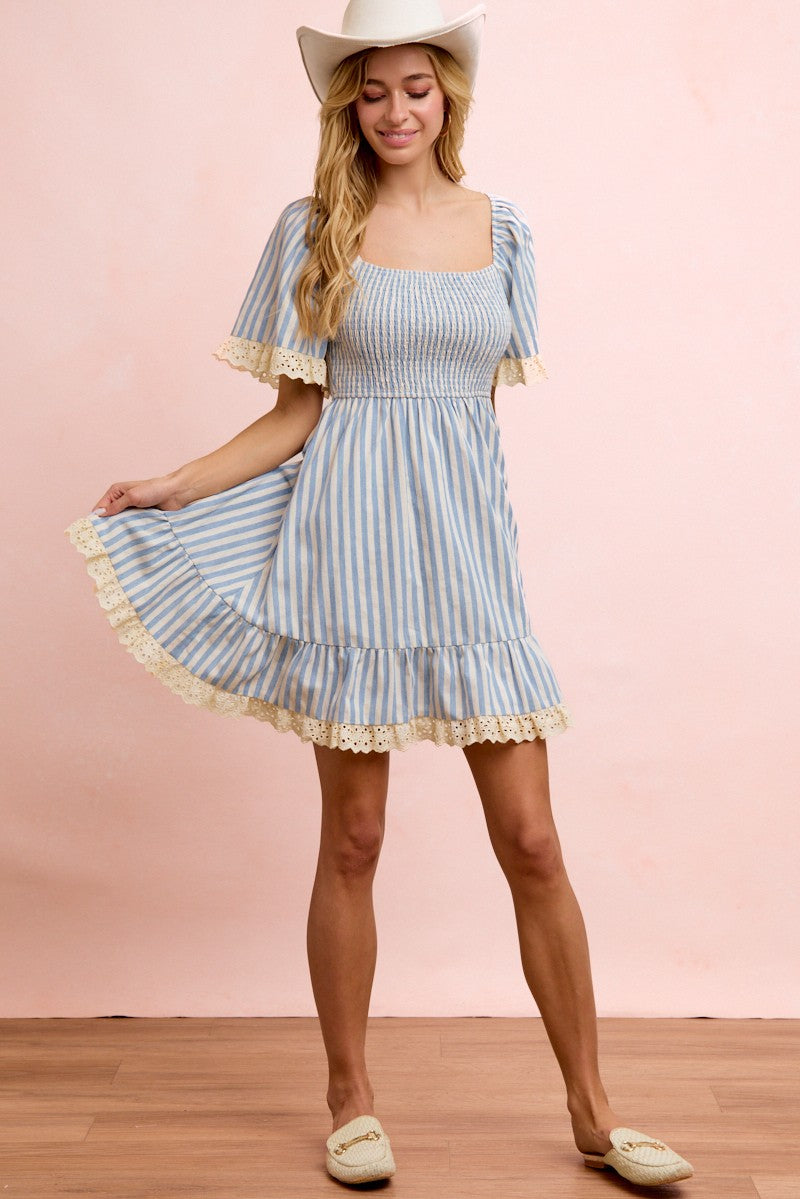 Amee Eyelet & Stripes Dress