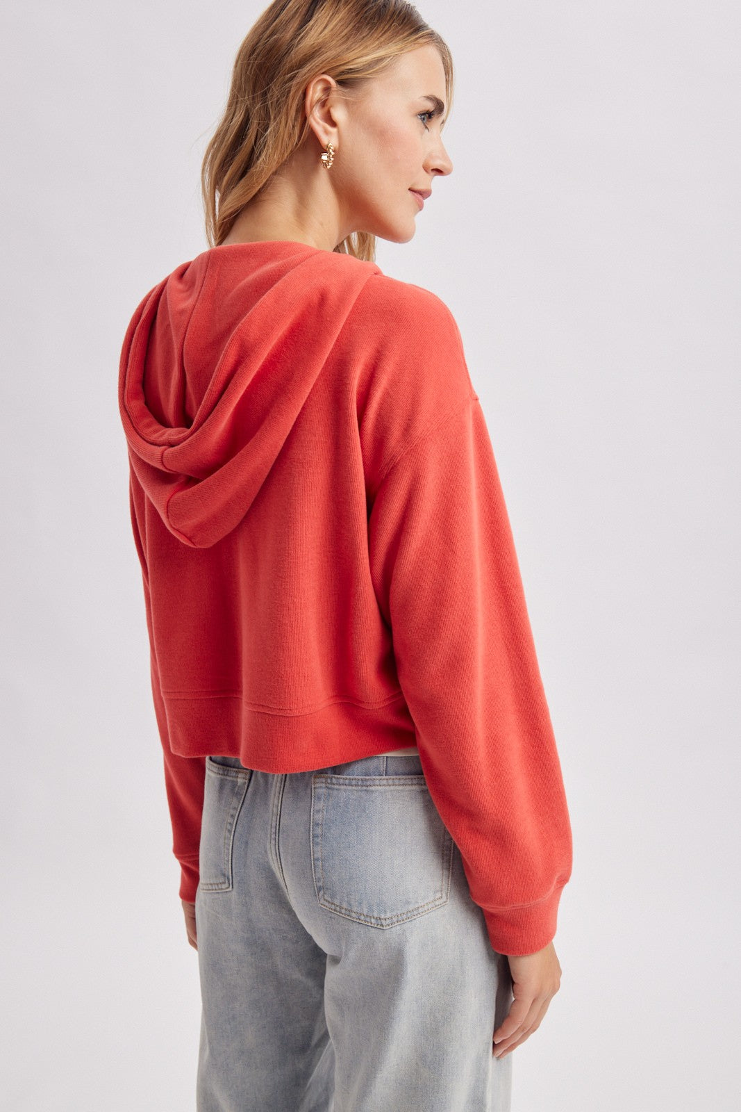 Soft Knit Cropped Zip Hoodie