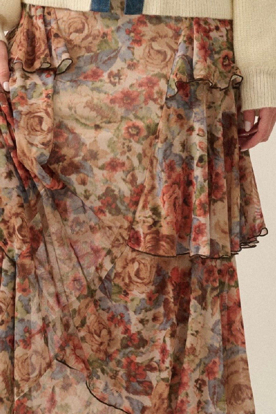Kaylee Floral Mesh Maxi Skirt