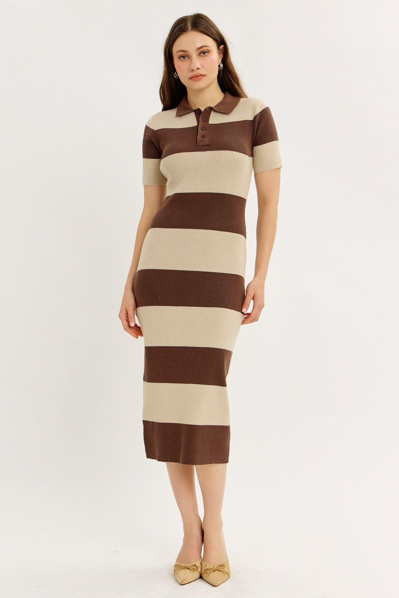 Stripe Polo Sweater Dress
