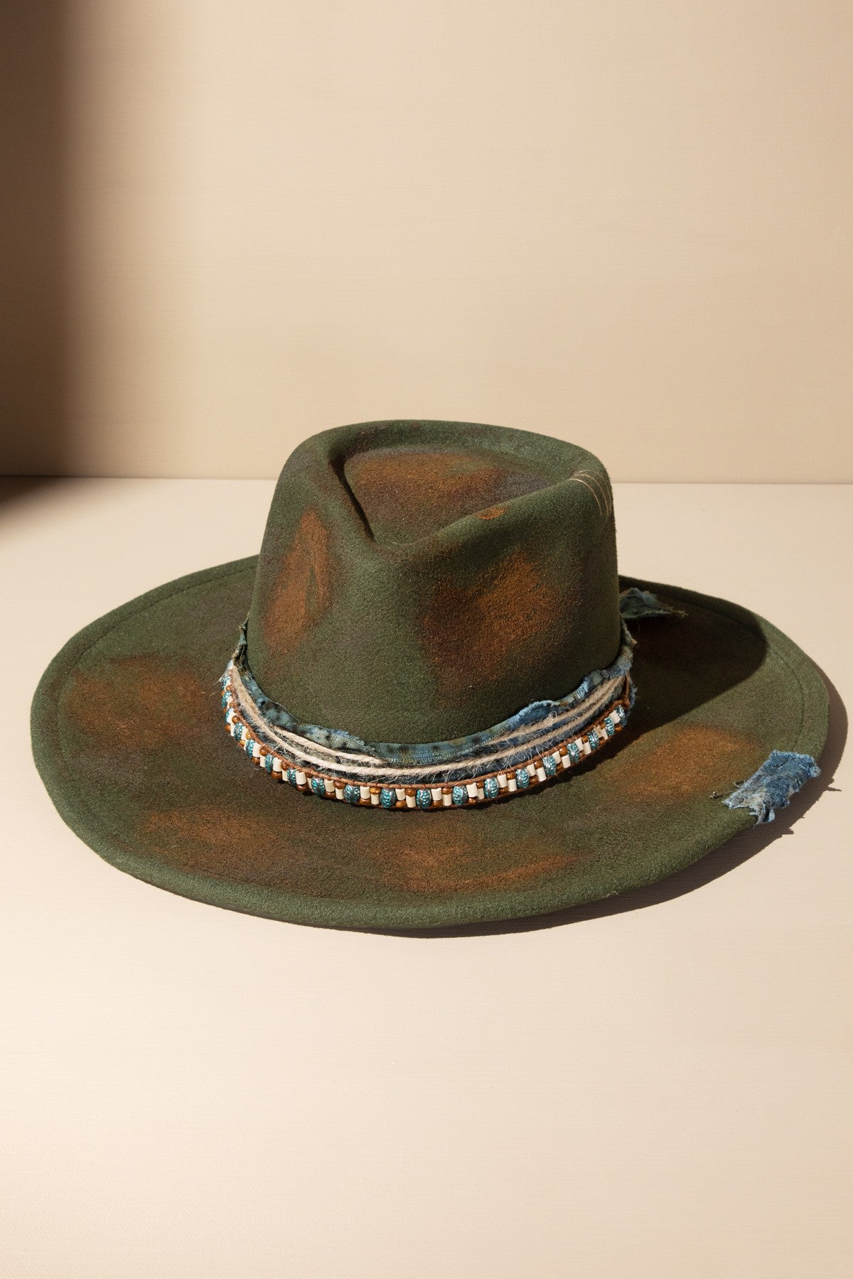 Ryleigh Vintage Style Shapeable Distressed Band Cowgirl Hat