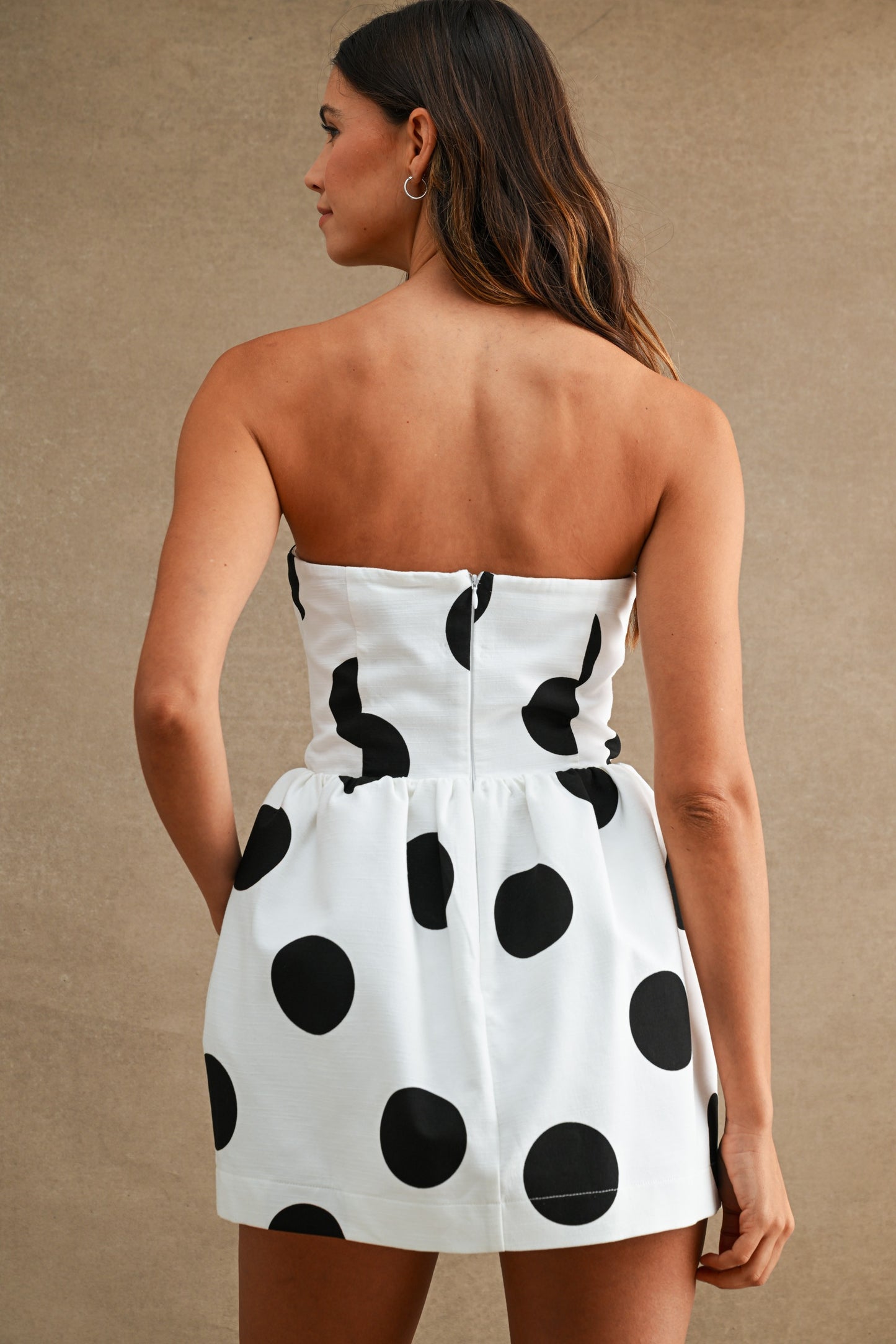 Polka Dot Strapless Mini Dress