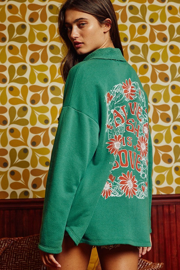 'All We Wish Is Love' Oversized Shacket
