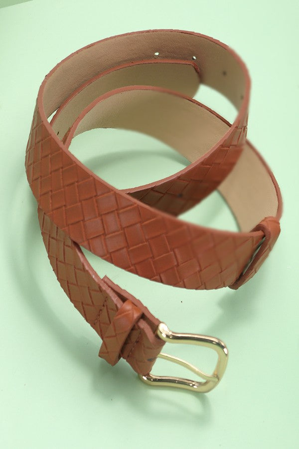 Braided Weave Faux Leather Belt
