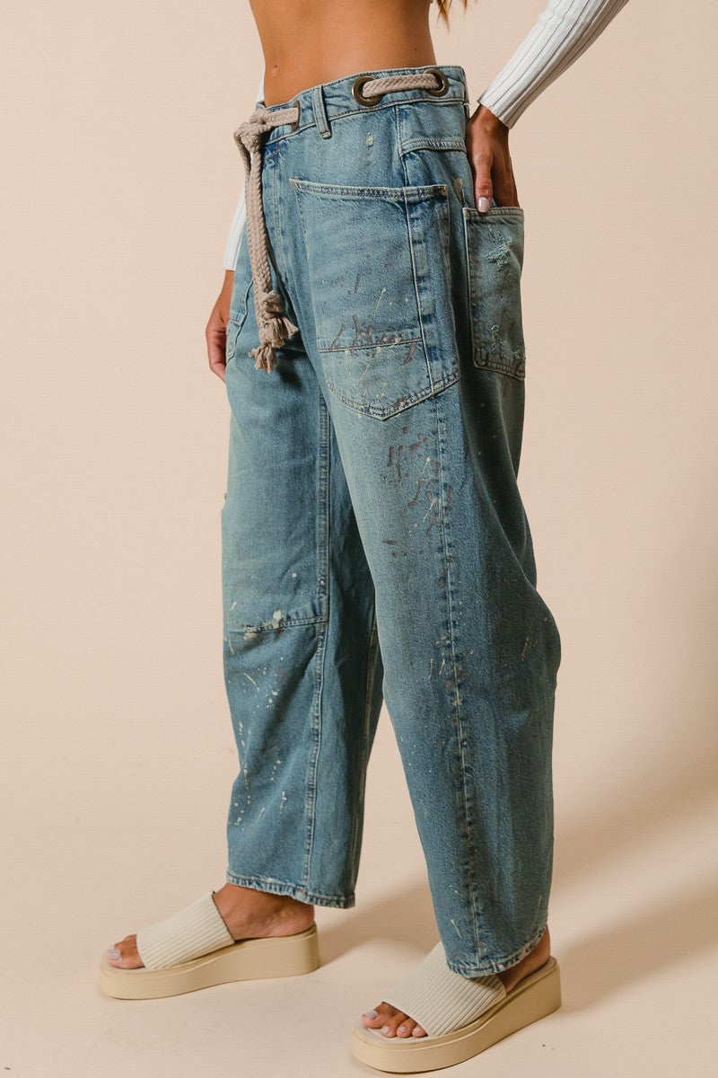 Drip Paint Barrel Jeans