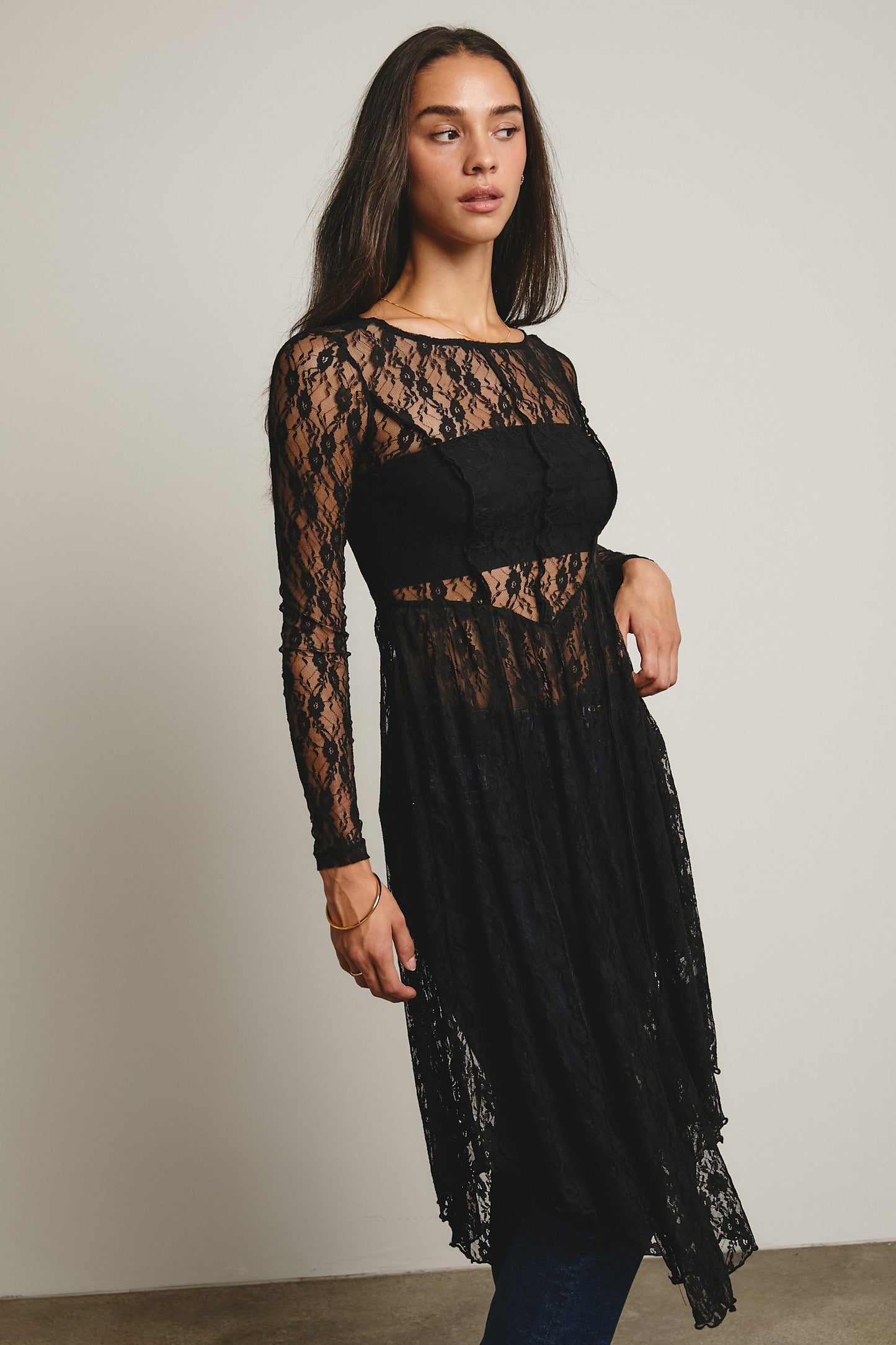 Sheer Lace Layering Dress