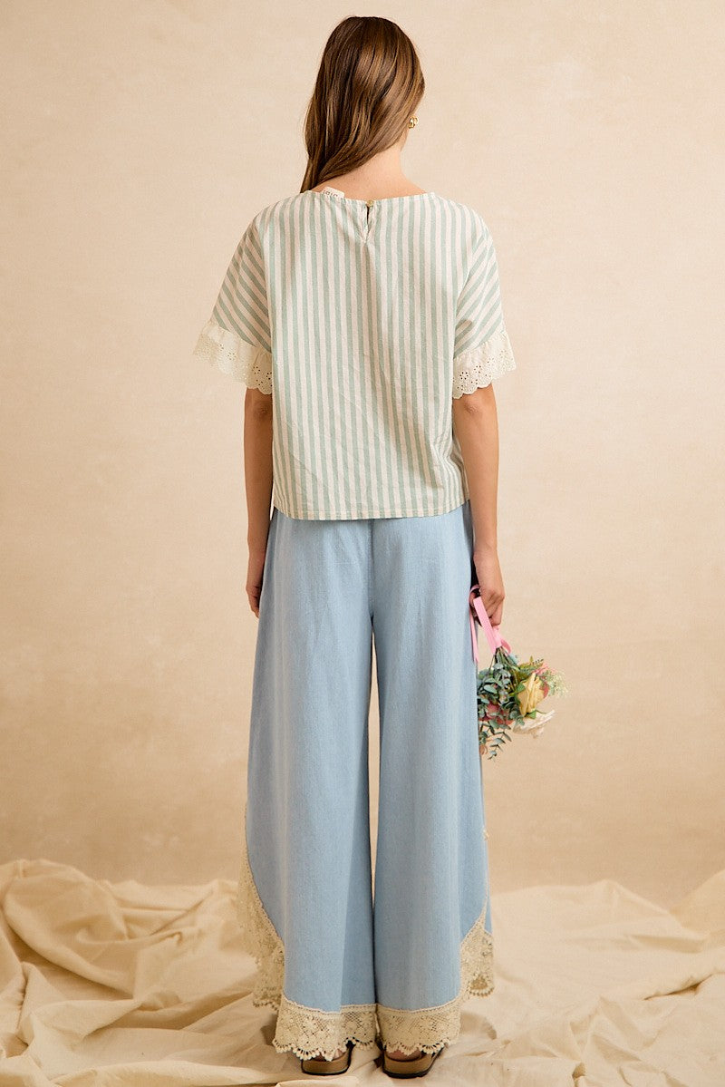 Tulip Hem Jean w/Crochet Lace
